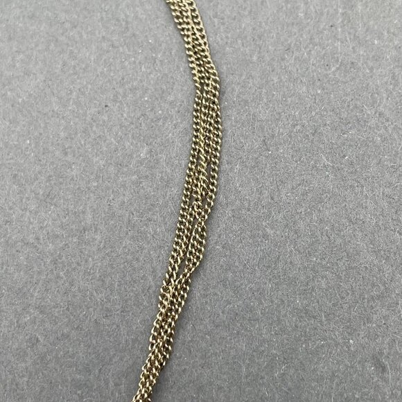 Vintage Monet Tiger's Eye Braided Chain Pendant Necklace Women's Gold Tone - Picture 3 of 4